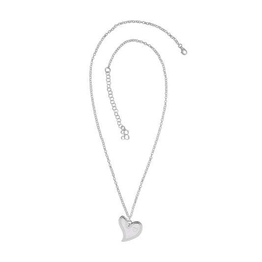 Collar corazón dispar blanco en plata de ley