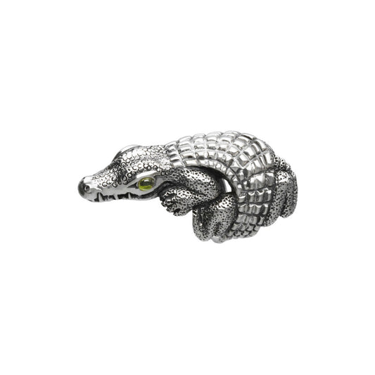 Anillo Cocodrilo en plata con piedra natural