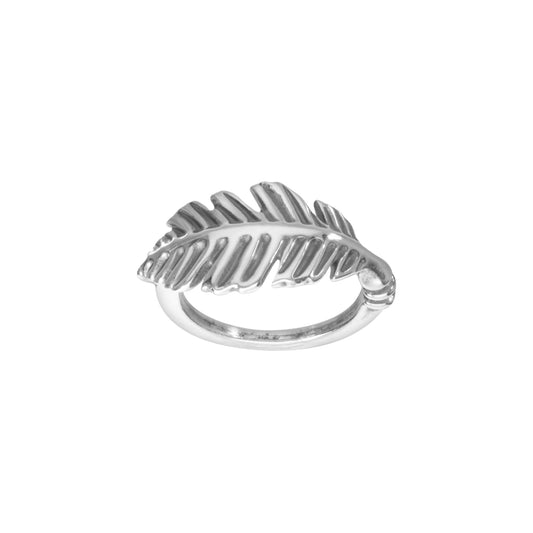 Anillo con acabado hoja con terminado vintage en plata de ley