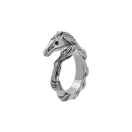 Anillo diseño de Caballo plata de ley con piedra natural