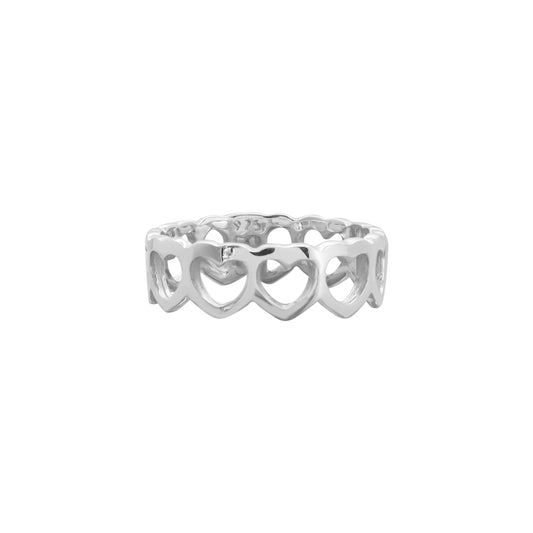Anillo corazones en plata de ley
