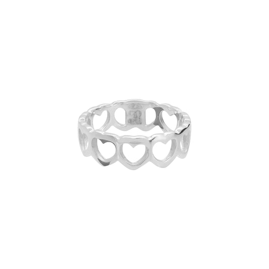 Anillo corazones en plata de ley