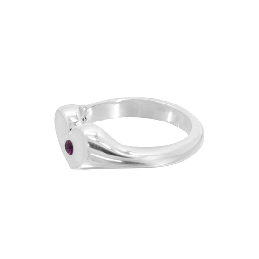 Anillo de corazón en plata de ley con zirconia rosa