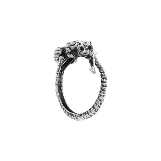 Anillo tigre mini oxidado en plata de ley