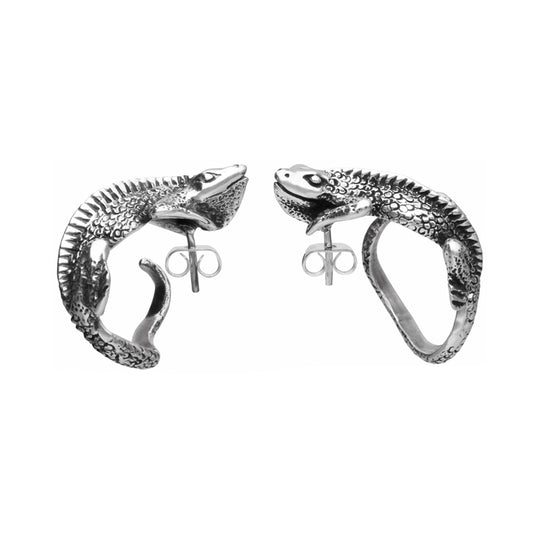 Aretes diseño iguana plata de ley
