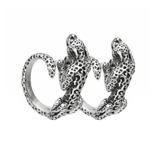 Aretes de diseño jaguar con terminado vintage en plata de ley