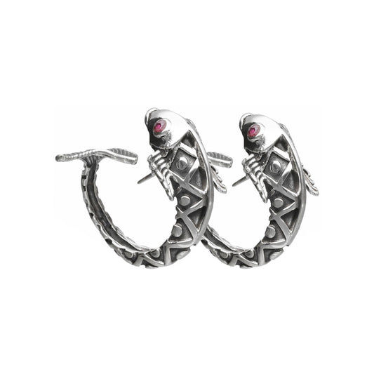 Aretes diseño de pez en plata de ley con piedra natural