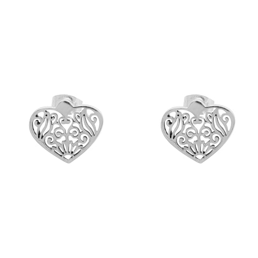 Aretes corazón plata .925