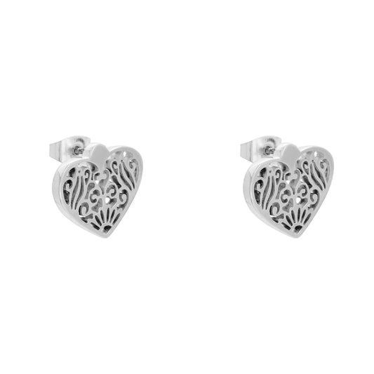 Aretes corazón plata .925