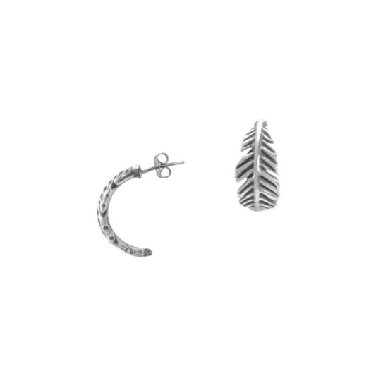 Aretes diseño hoja con terminado vintage en plata de ley
