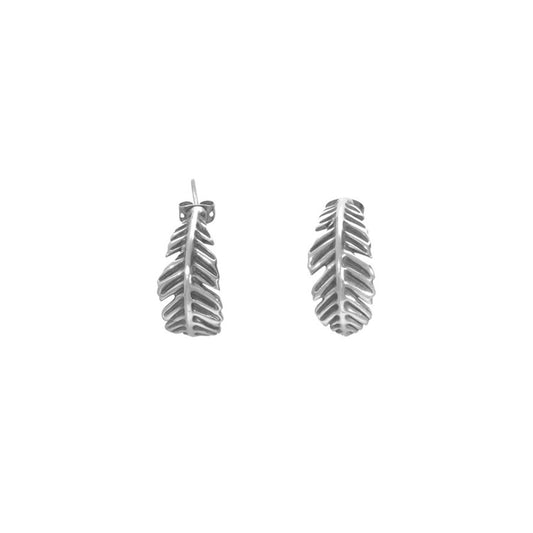 Aretes diseño hoja con terminado vintage en plata de ley