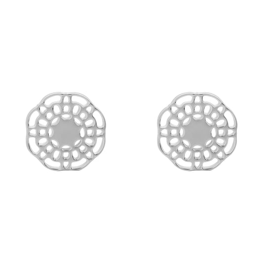 Aretes mándala flor plata .925