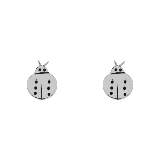 Aretes cartoneados de catarina en plata de ley