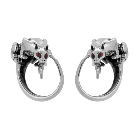 Aretes diseño de Puma plata .925 con piedra natural