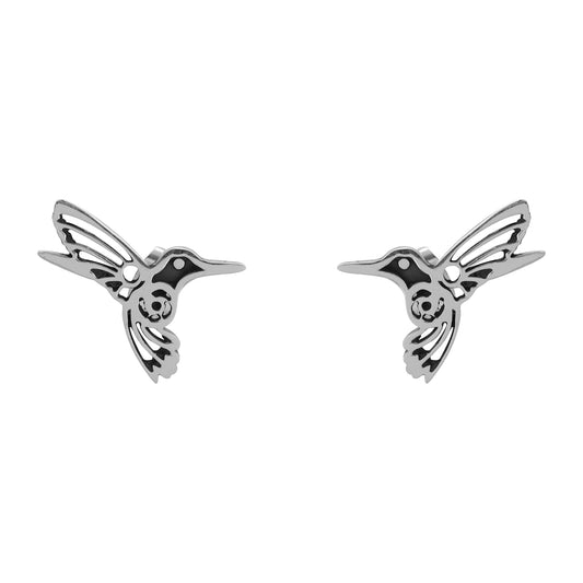 Aretes colibrí en plata de ley