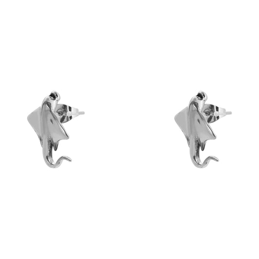 Aretes mantaraya en plata de ley liso