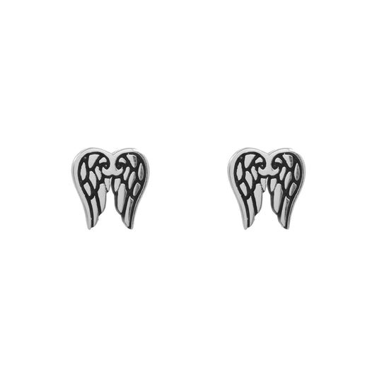 Aretes de alas en plata de ley con terminado vintage