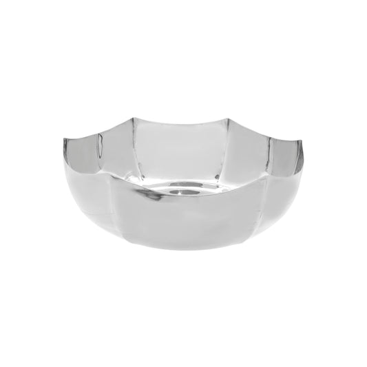 Centro de mesa redondo bordes ondulados en plata de ley