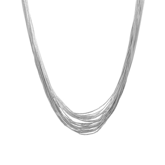 Collar elegante plata liquida en plata de ley
