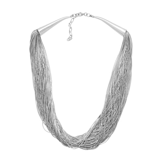 Collar elegante de 100 hilos en plata .925