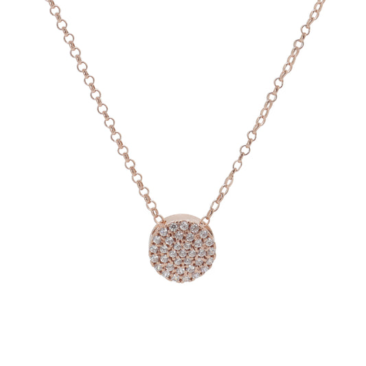 Collar círculo en plata con baño de oro rosa 18K con zirconia