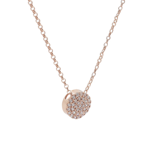 Collar círculo en plata con baño de oro rosa 18K con zirconia