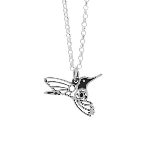 Collar colibrí en plata de ley