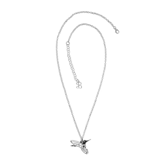 Collar colibrí en plata de ley
