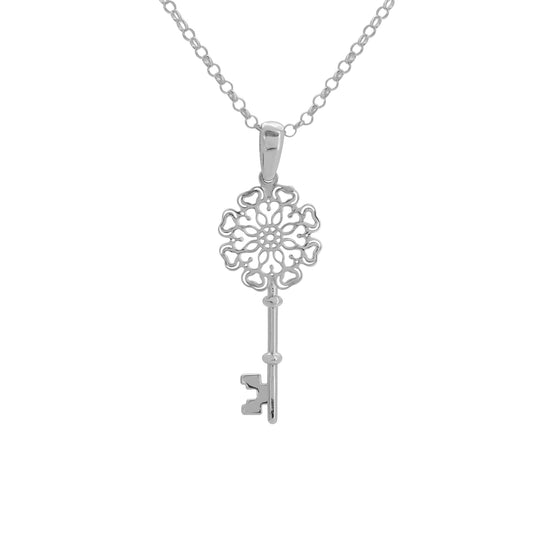 Collar mandala corazón con llave en plata .925