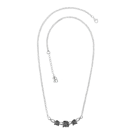 Collar de rosas con terminado vintage en plata de ley