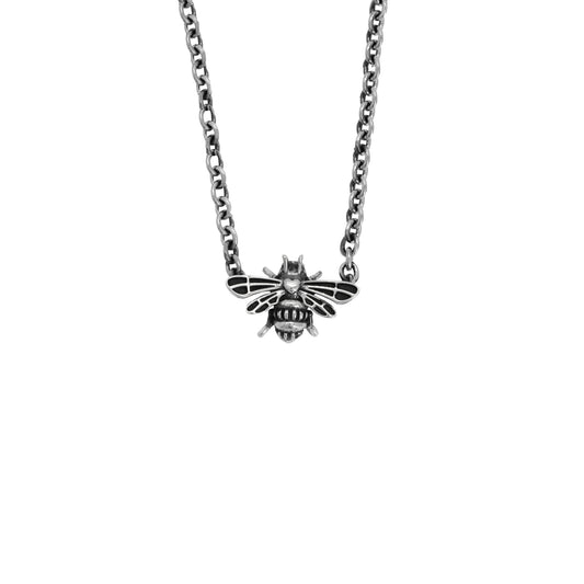 Collar de abeja con terminado vintage en plata de ley