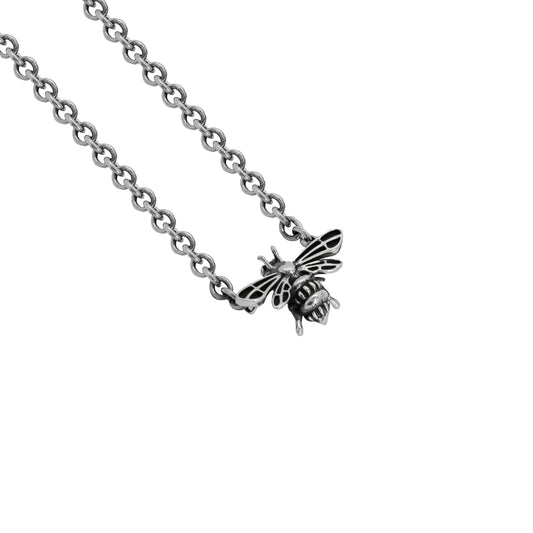 Collar de abeja con terminado vintage en plata de ley