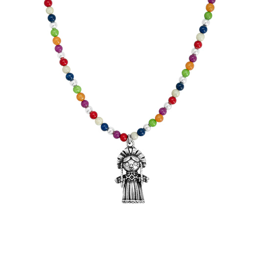 Collar con dije muñeca Lele en plata de ley