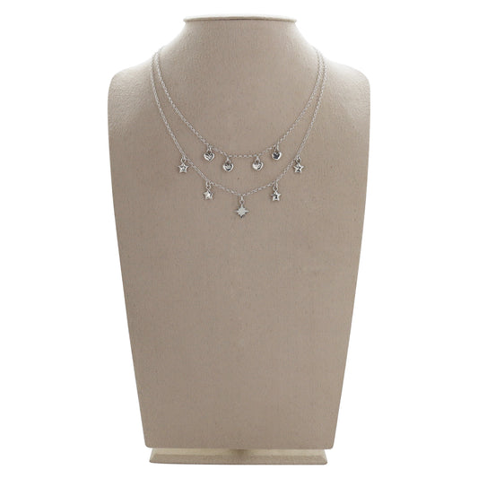 Collar doble con corazones y estrellas en plata .925