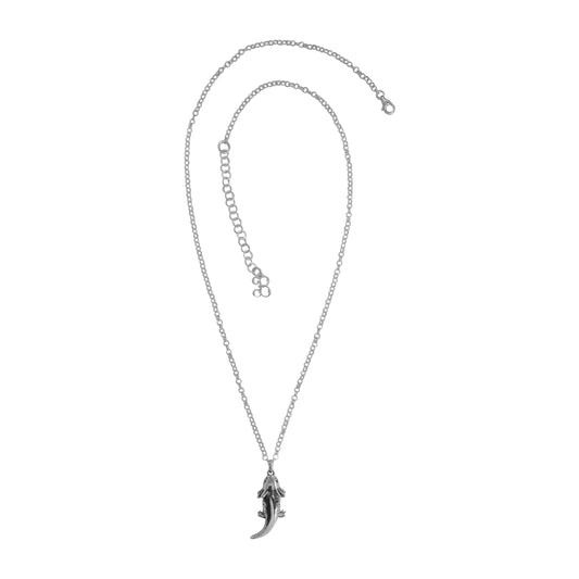 Collar ajolote en plata de ley con terminado vintage