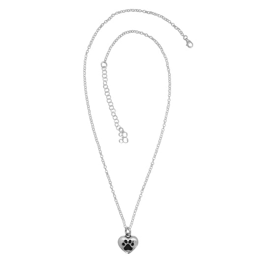 Collar corazon bombeado con huella en plata