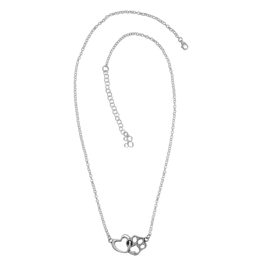 Collar de corazón con huella en plata