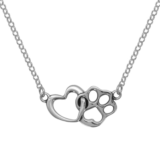 Collar de corazón con huella en plata