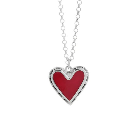 Collar corazón rojo en plata de ley