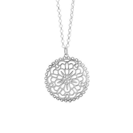 Collar mandala en plata de ley
