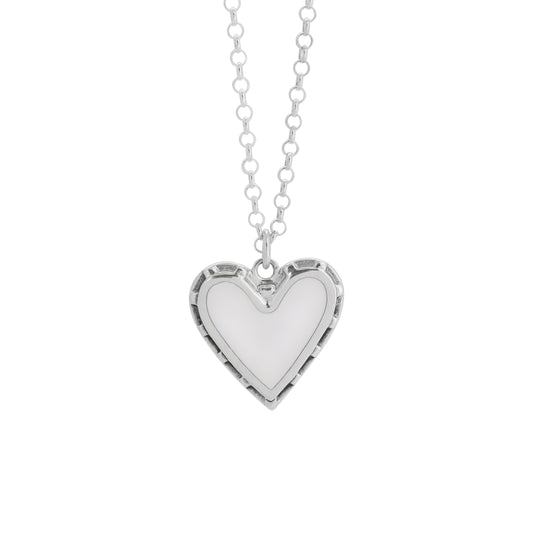 Collar corazón blanco en plata de ley