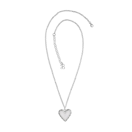 Collar corazón blanco en plata de ley