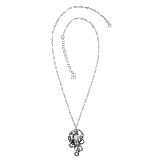 Collar pulpo mini oxidado en plata de ley