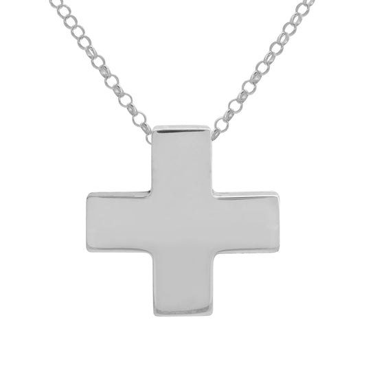 Dije de cruz lisa en plata de ley