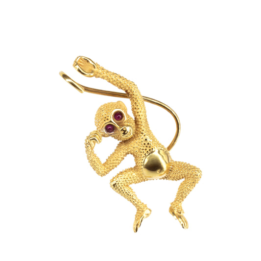 Dije diseño de chango con baño de oro y piedra natural