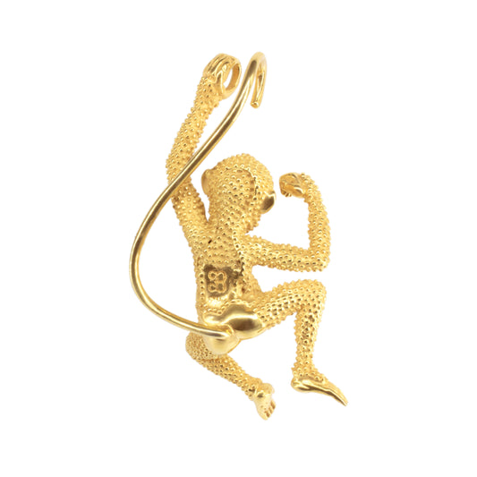 Dije diseño de chango con baño de oro y piedra natural