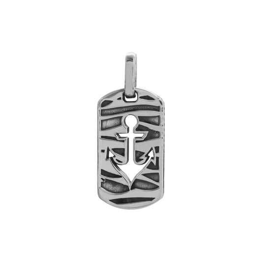 Dije ancla con terminado vintage en plata fina de ley