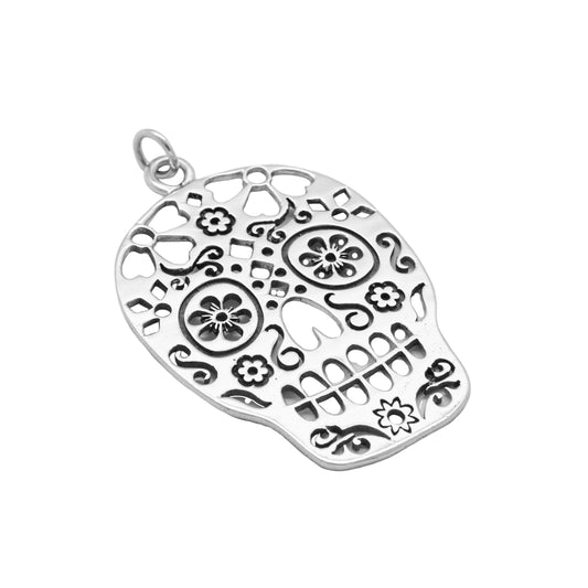 Dije catrina con terminado vintage en plata de ley