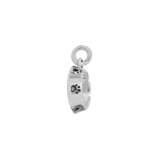Charm tazón de comida para perro en plata de ley
