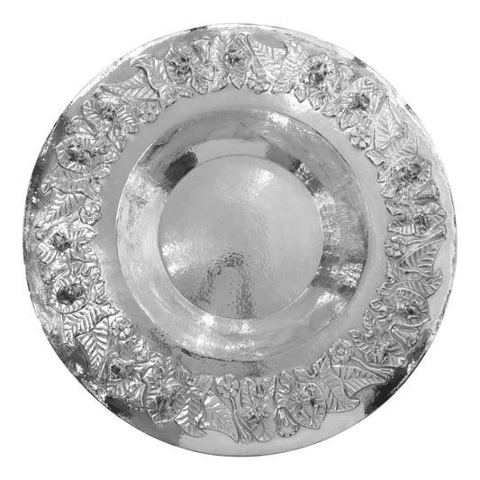 Centro de mesa fuente de ranas martillado en plata de ley .999